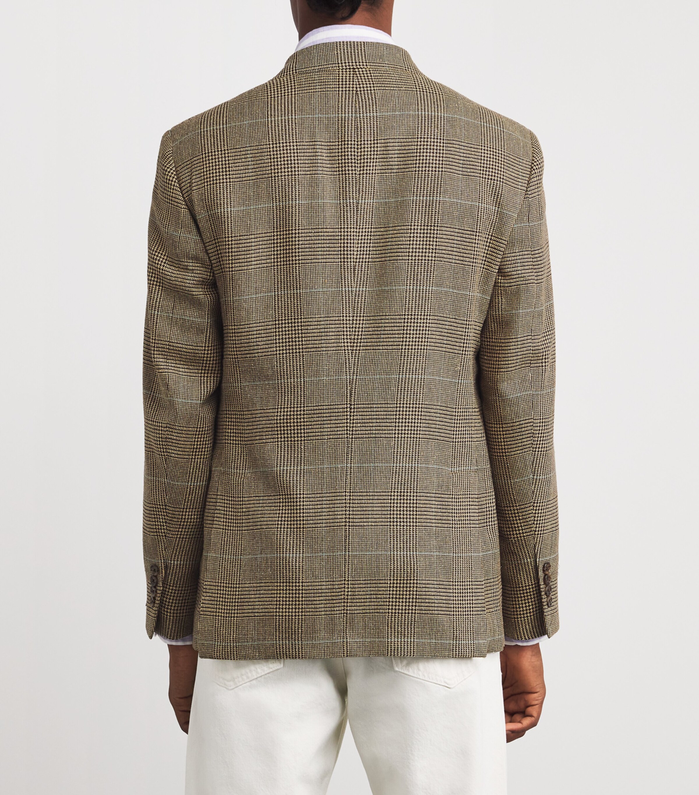 Polo Ralph Lauren Mens Linen-Blend Glenplaid Check Blazer Brown Image 4