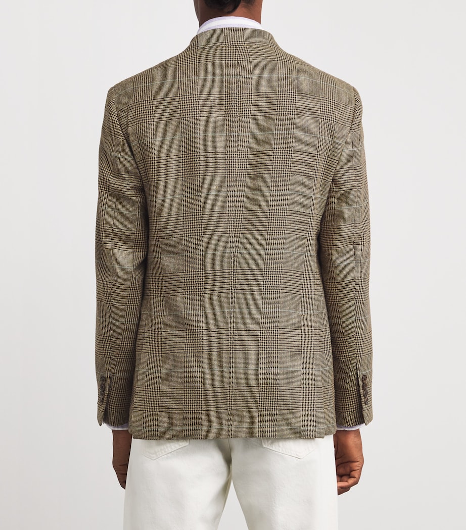 Polo Ralph Lauren Mens Linen-Blend Glenplaid Check Blazer Brown Image 4