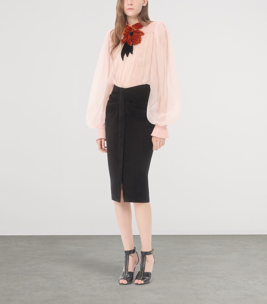 Valentino Womens Silk Floral-Embroidered Blouse Image 5