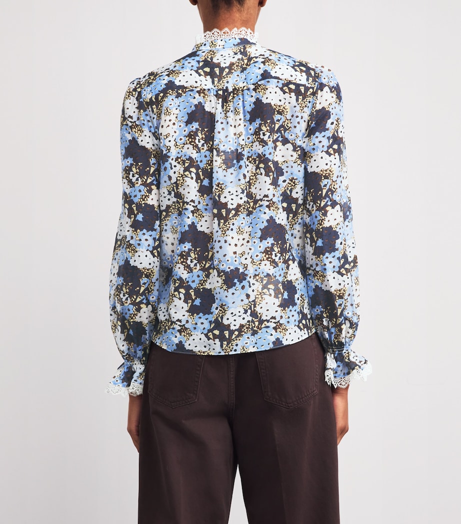 Cotton-Silk Meadow Print Blouse BLUE/MULTI Image 4