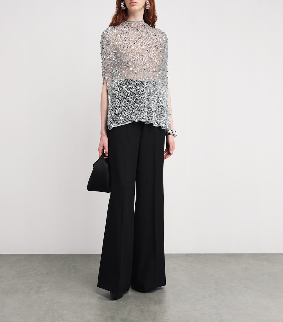 Sequinned Mesh Cape Top 042 SILVER Image 2