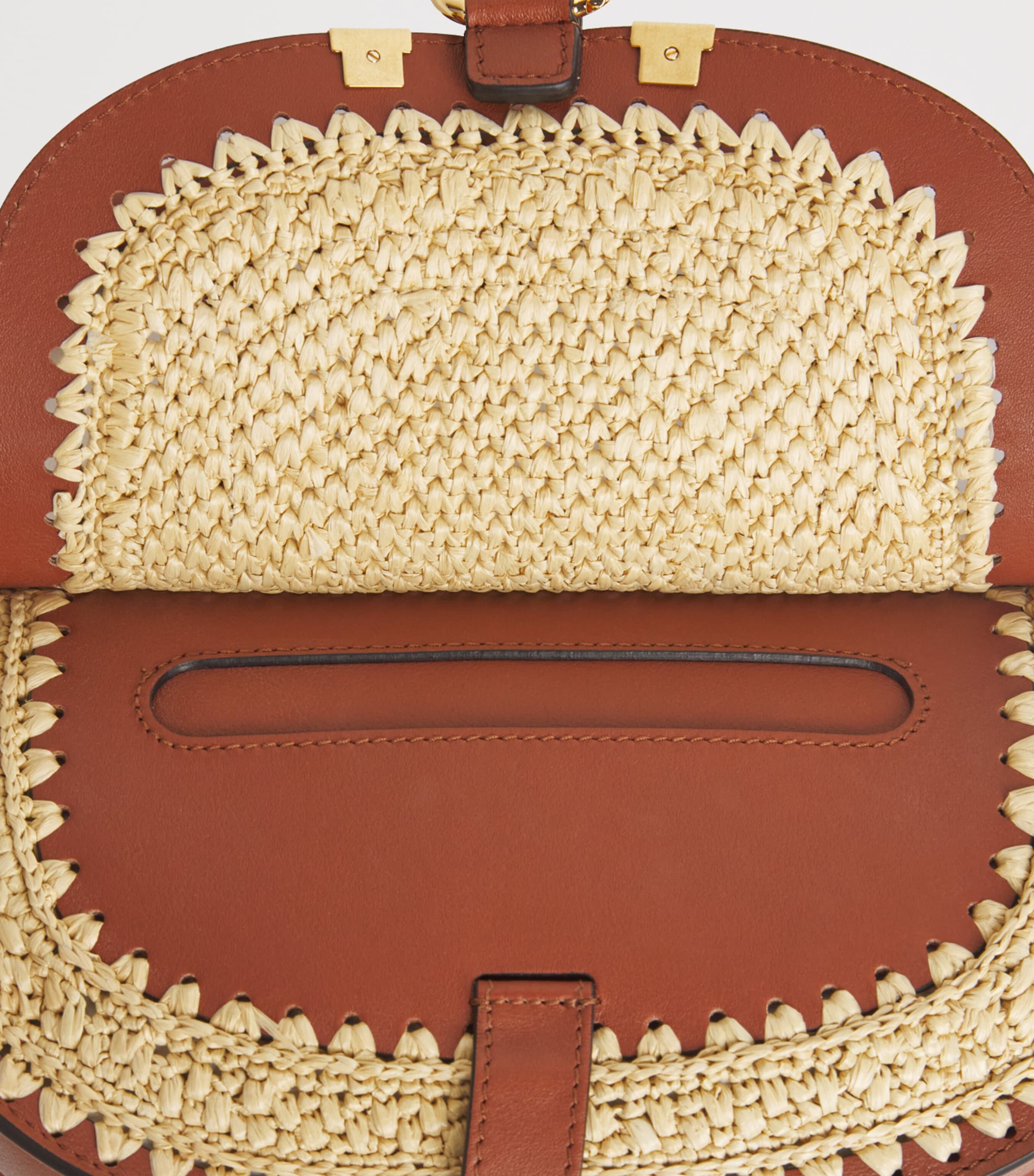 Chloé Mini Raffia-Effect Marcie Shoulder Bag Clay Brown Image 3
