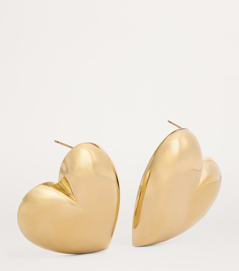 Yellow Gold-Plated Puffy Heart Earrings YELLOW GOLD Image 3