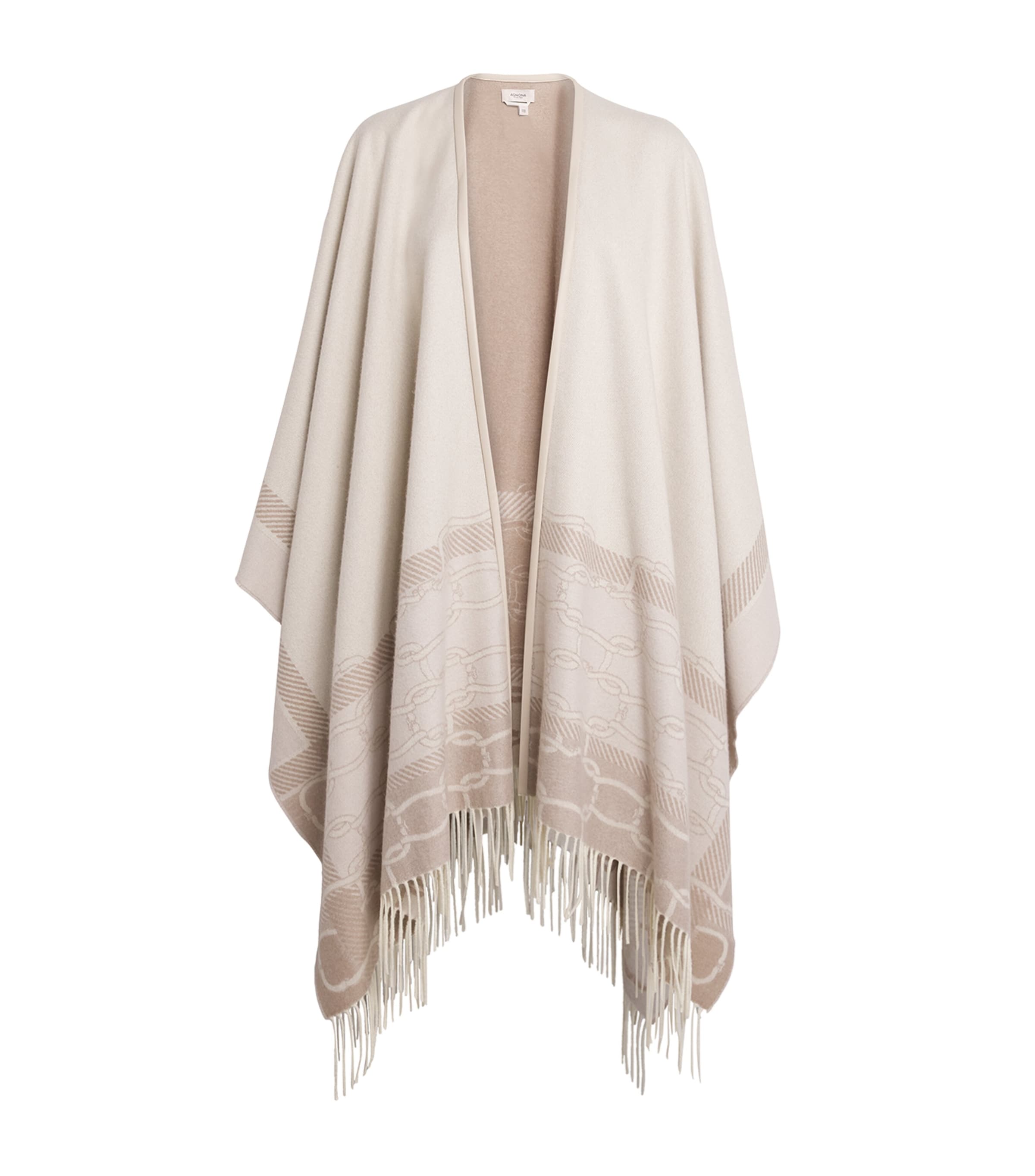 Agnona Cashmere-wool Fringed Poncho In Neutral