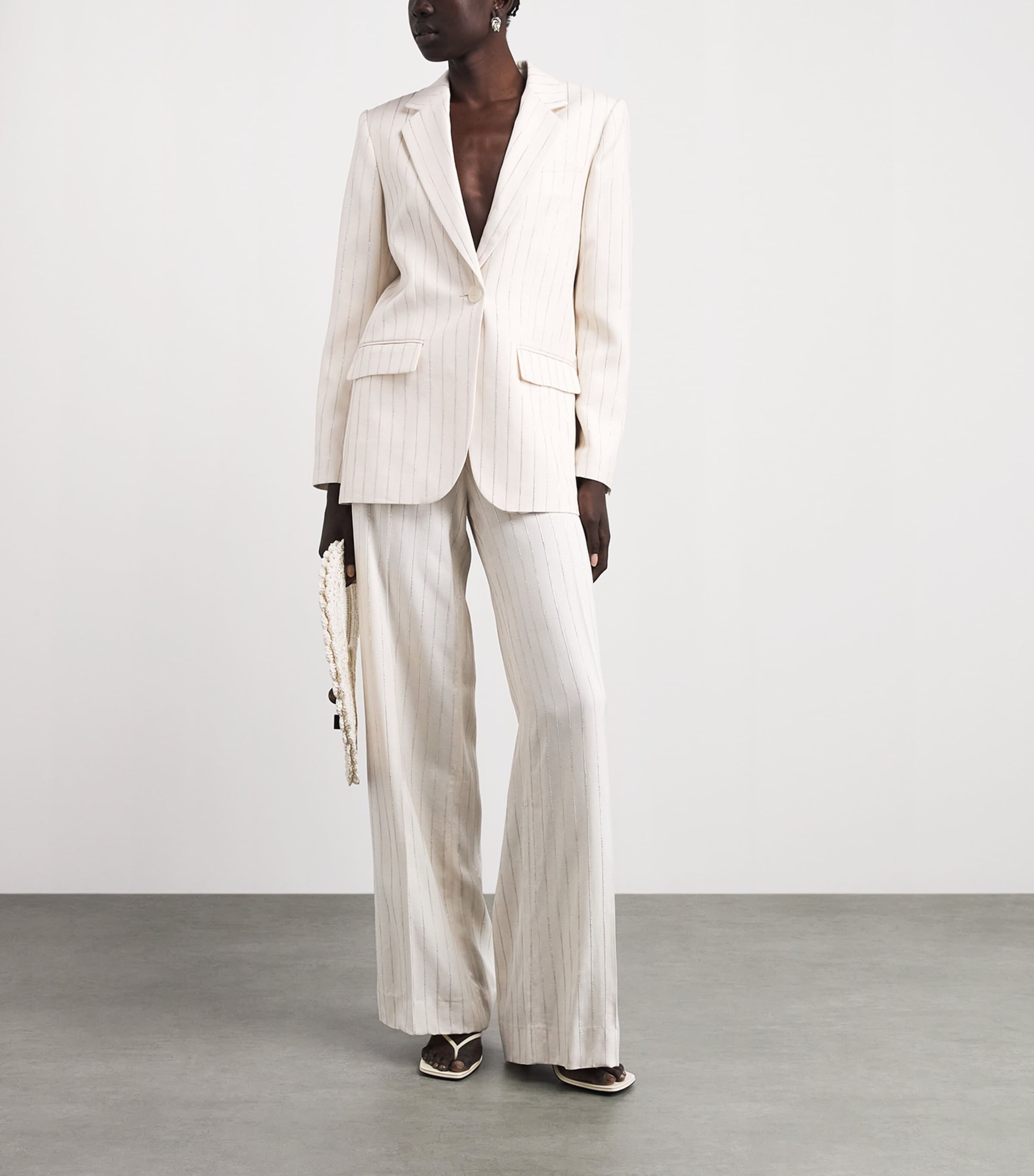 Sequinned Stripe Blazer ECRU / SILVER Image 2