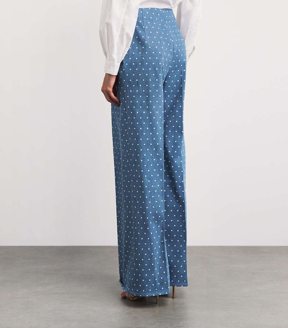 Carolina Herrera Womens Cotton Polka Dot Marisole Trousers Light Blue Image 5