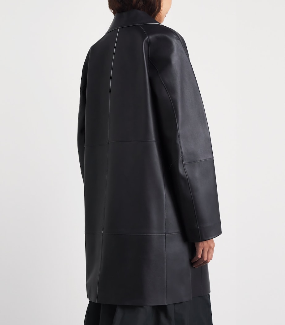 Vince Womens Bonded Leather Coat Midnight Image 5
