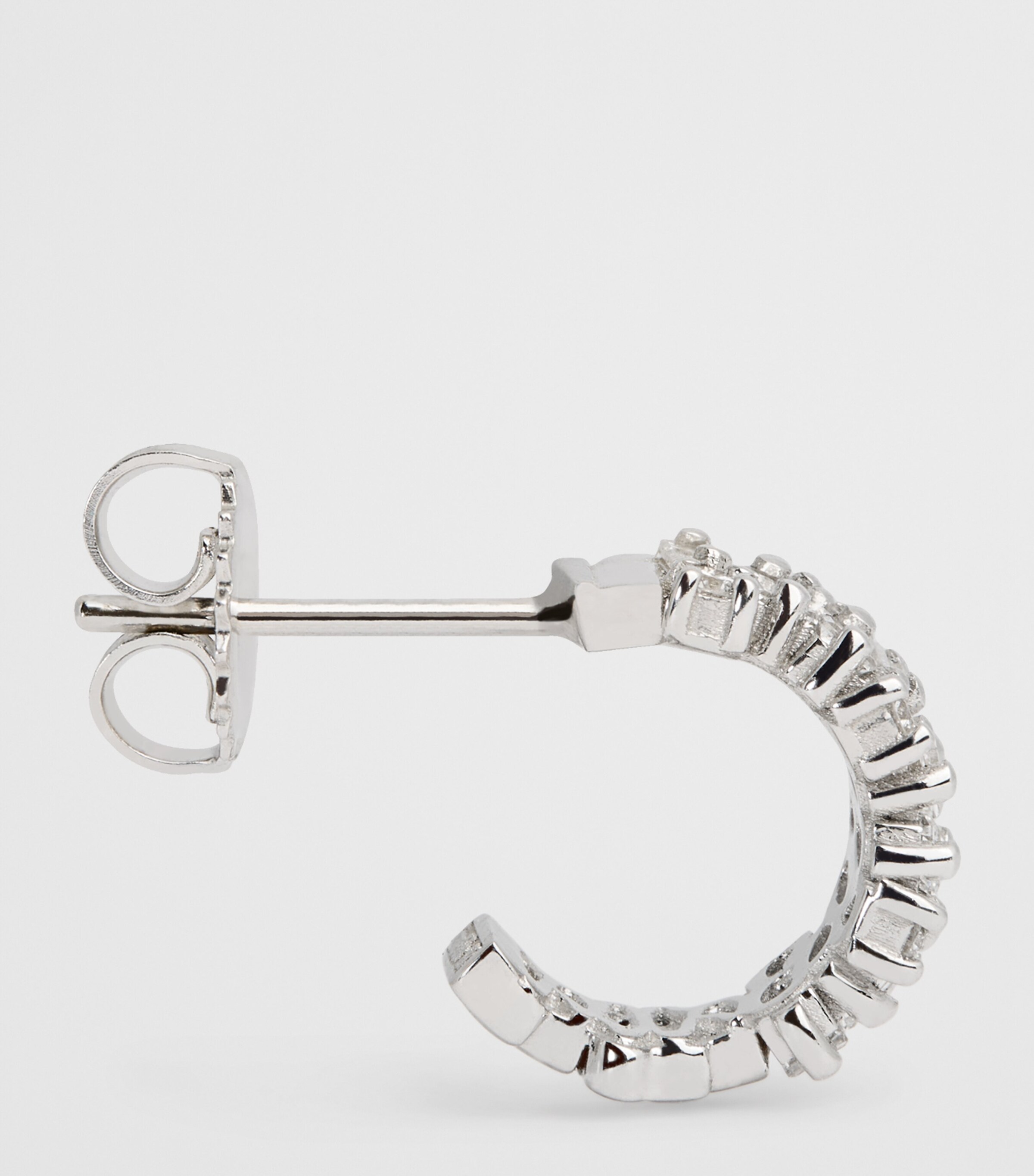 White Gold and Diamond Shimmer Hoop Earrings 18K WG/WD Image 4