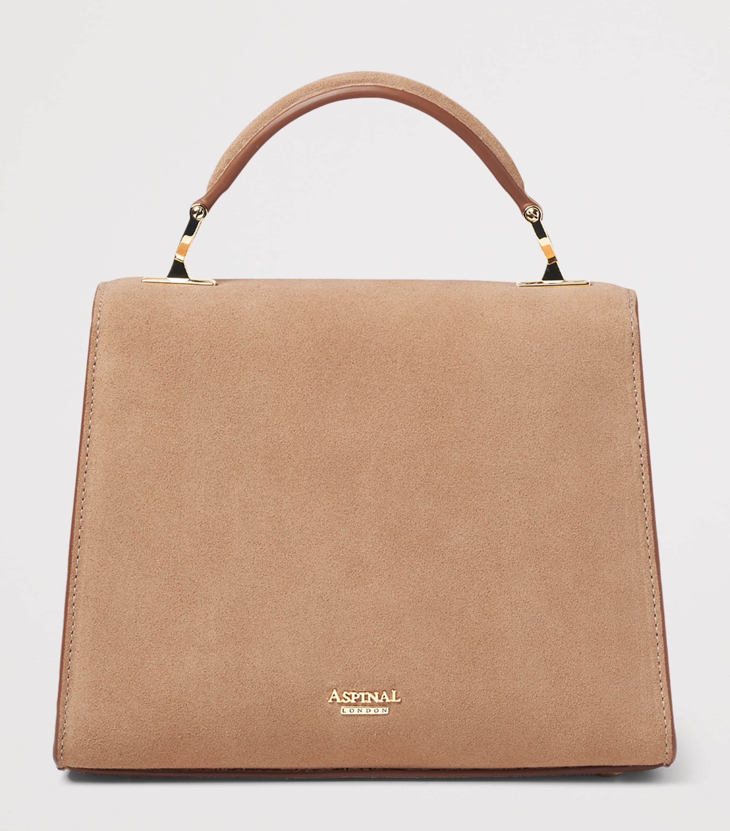 Aspinal Of London Midi Suede Mayfair 3 Top-Handle Bag Sand Image 4
