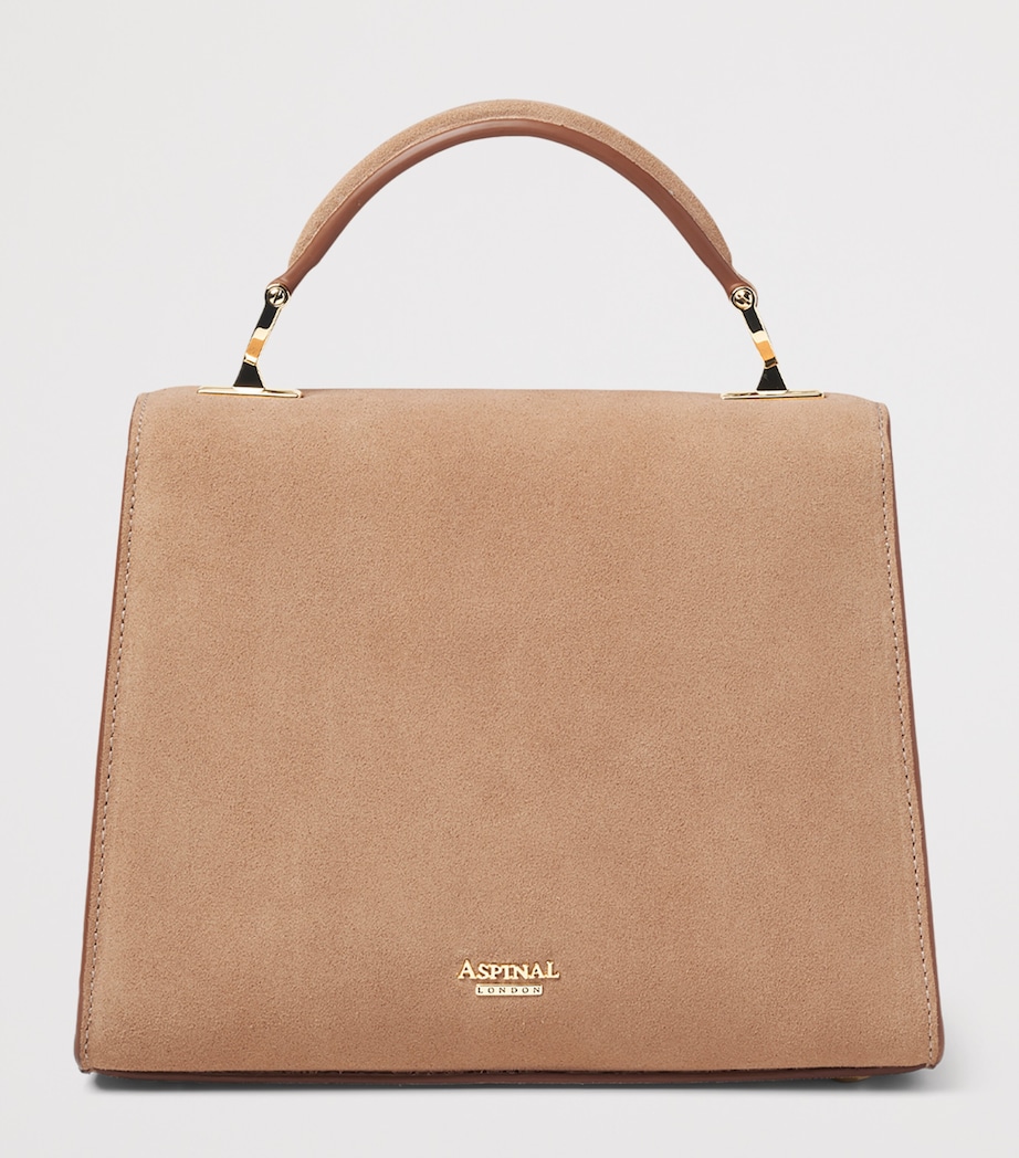Aspinal Of London Midi Suede Mayfair 3 Top-Handle Bag Sand Image 4