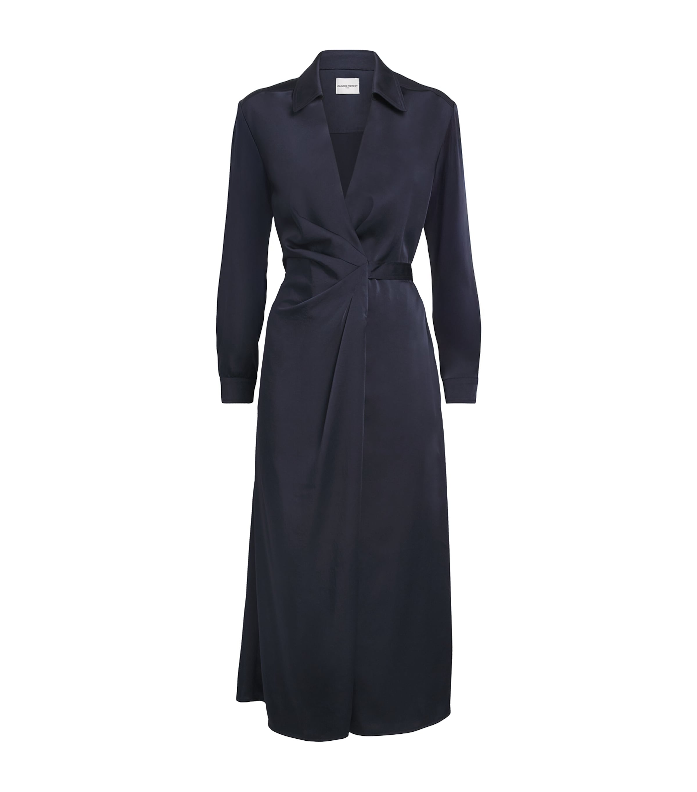 Claudie Pierlot Womens Navy Mid-length Satin Wrap Dress In Blue