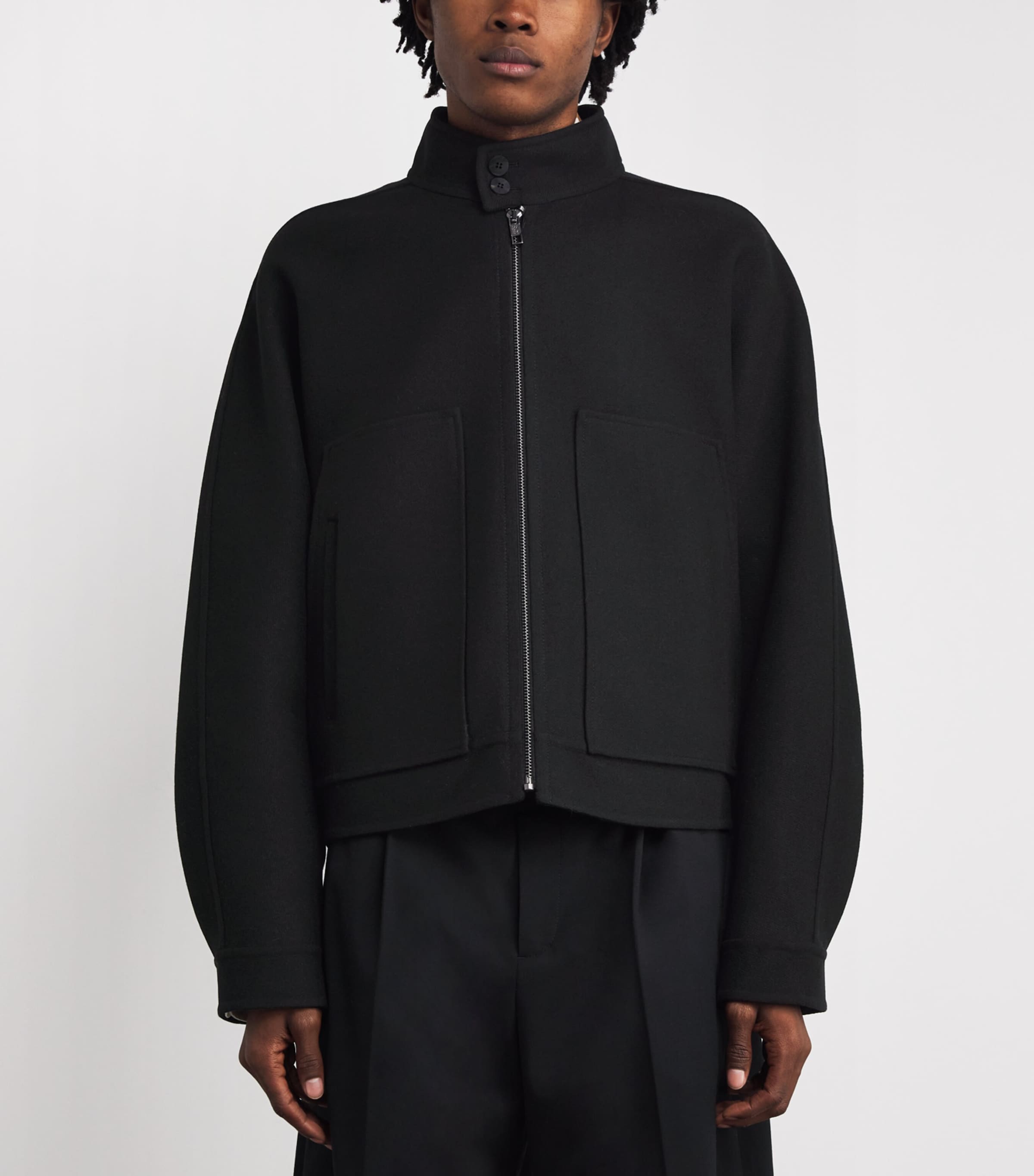 WOOYOUNGMI ウーヨンミ メンズ ジップアップ ジャケット ブルゾン Wooyoungmi Black Wool-Blend High-Neck Zip-Up | Harrods US
