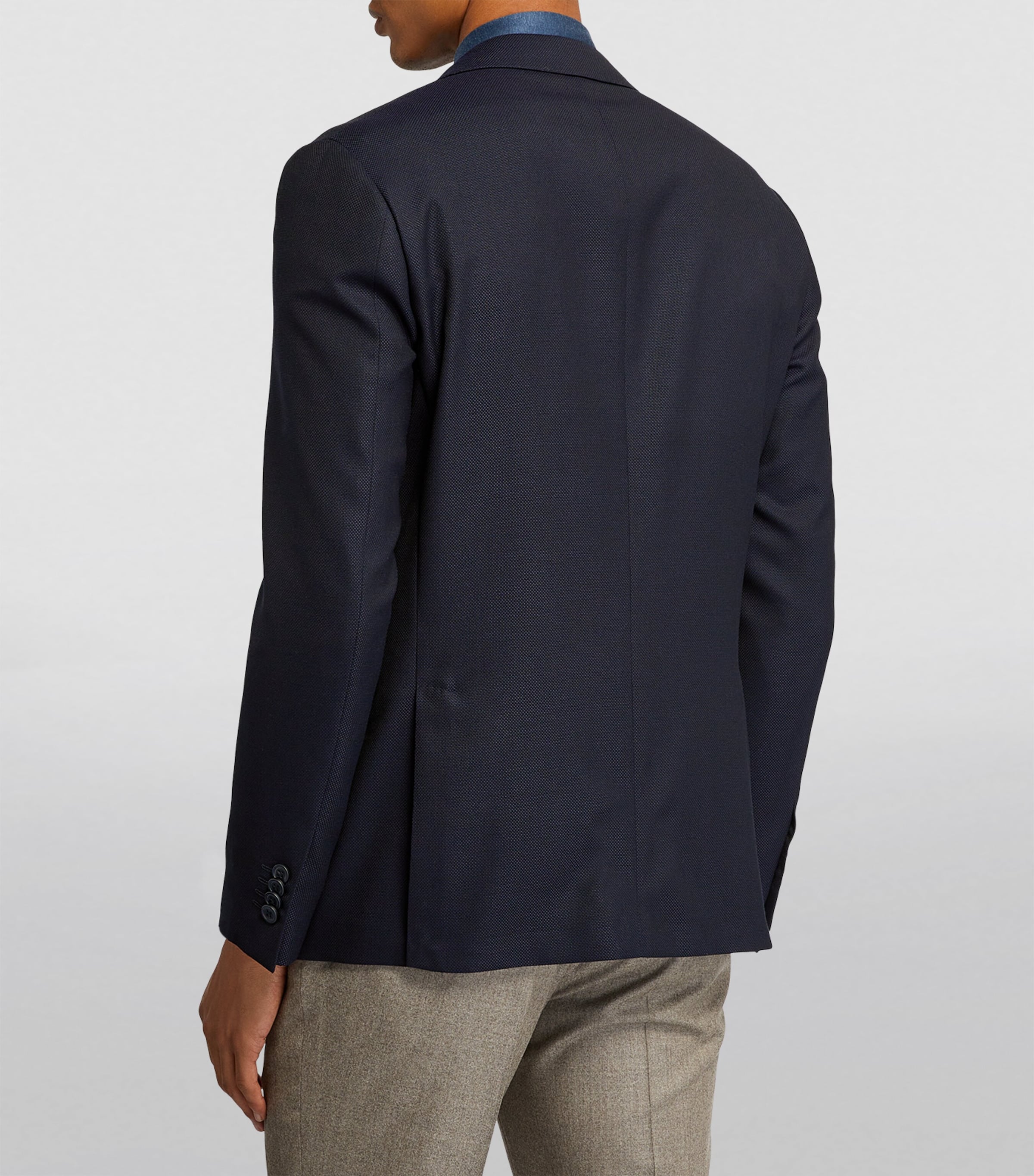 Corneliani Mens Hopsack Wool Blazer Navy Image 4