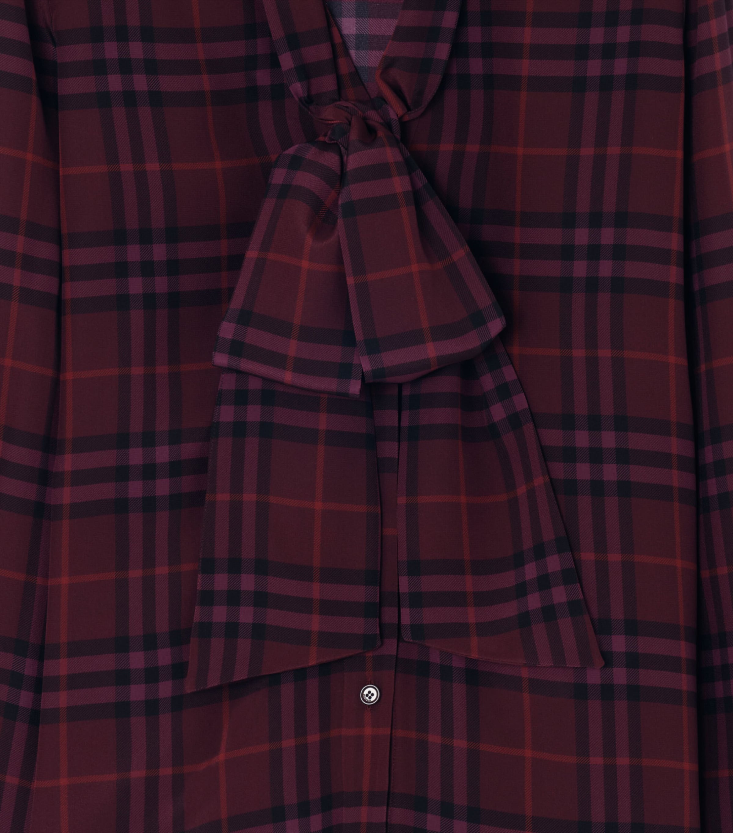Burberry Womens Silk Check Pussybow Blouse Acer Purple Ip Check Image 4