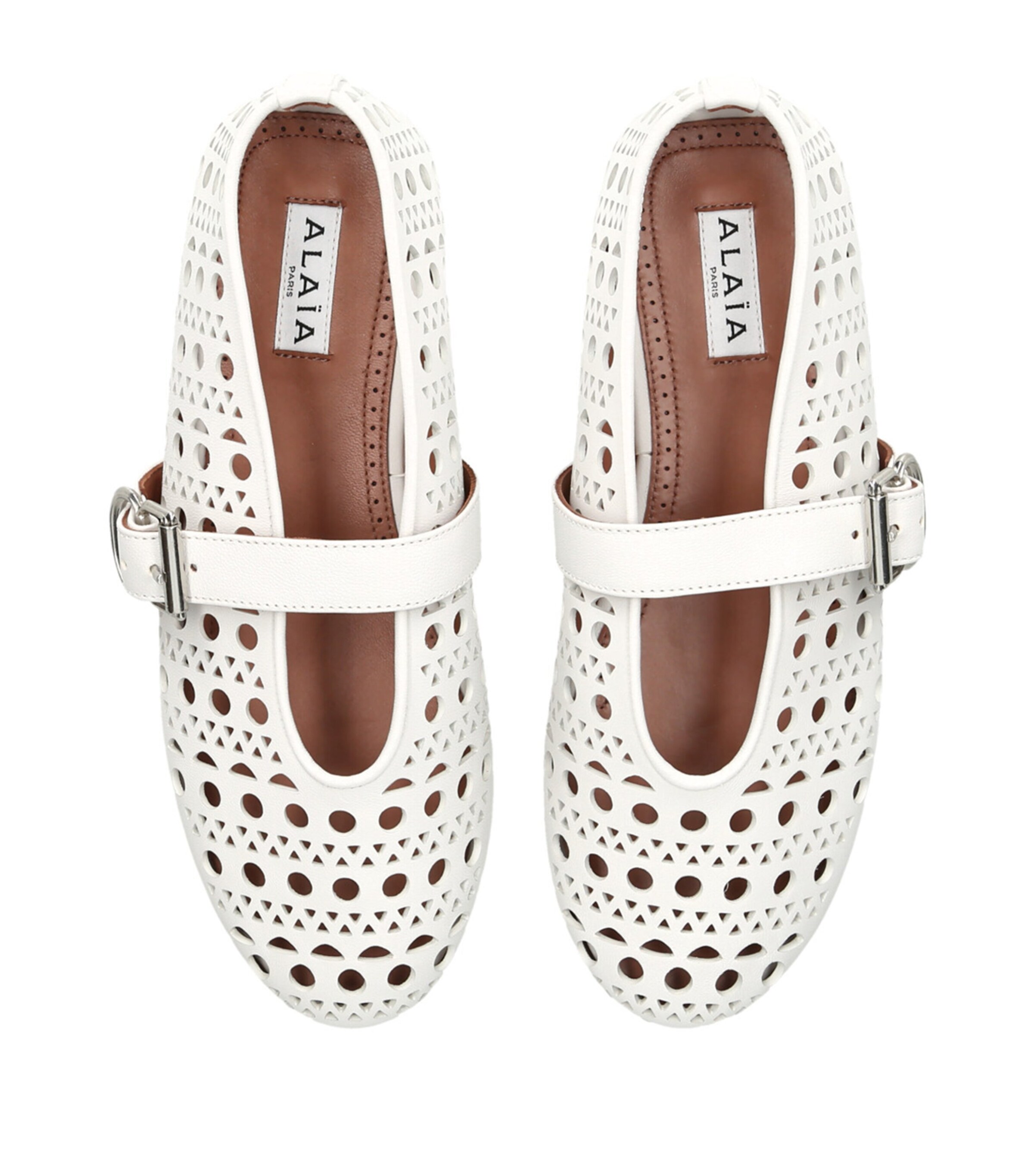 Alaïa Leather Vienne Ballet Flats White Image 4