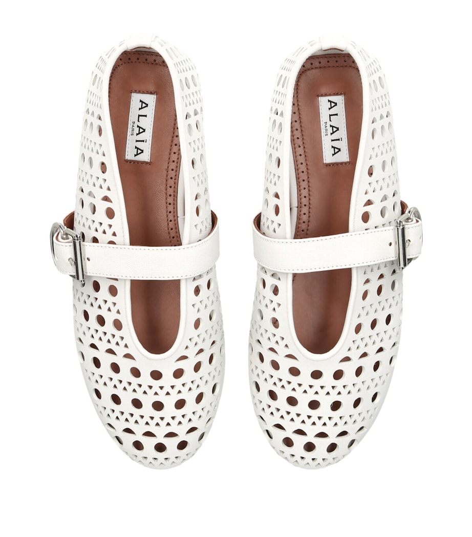 Alaïa Leather Vienne Ballet Flats White Image 4