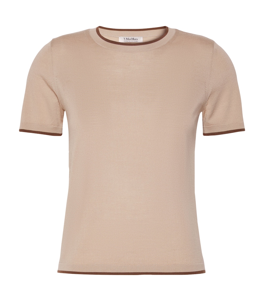 Max Mara Womens Virgin Wool Short-Sleeve Sweater Beige Image 1