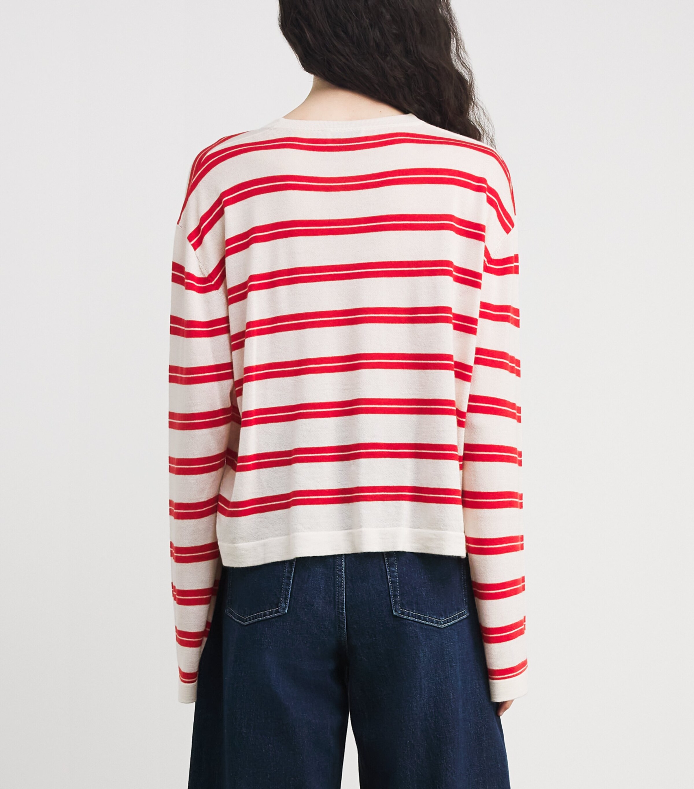 Silk-Cashmere Stripe Top TOMATO Image 5