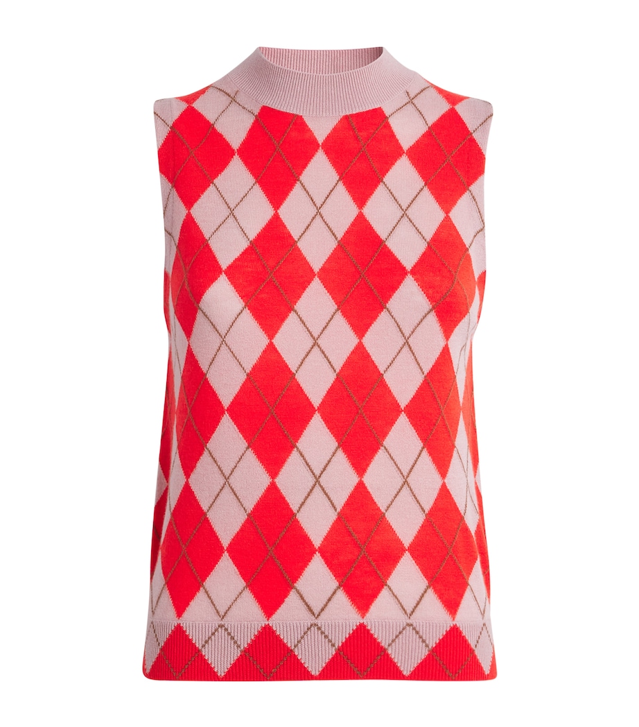 Wool-Cashmere Argyle Sweater Vest SMOKE PINK/POPPY RED Image 1
