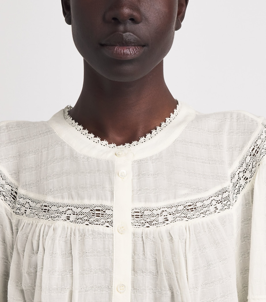 PAIGE Womens Cotton Embroidered Pasadena Blouse Ivory Image 3