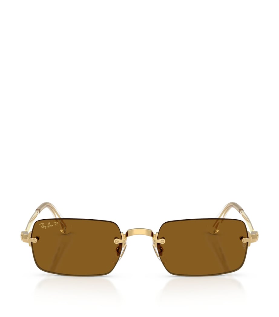 Ray-Ban By A$AP Rocky Rectangle Sunglasses Gold Image 1
