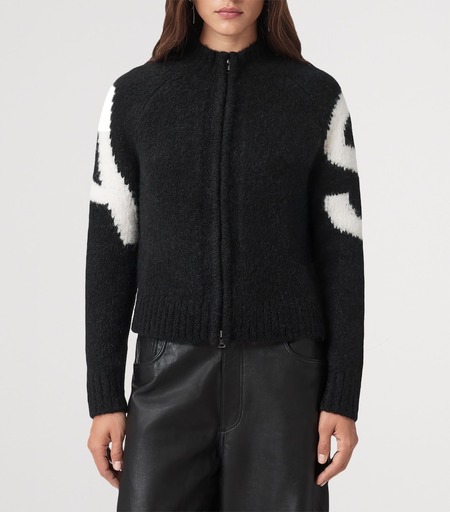 Alpaca-Blend Sylvie Cardigan BLACK/CHALK WHITE Image 4