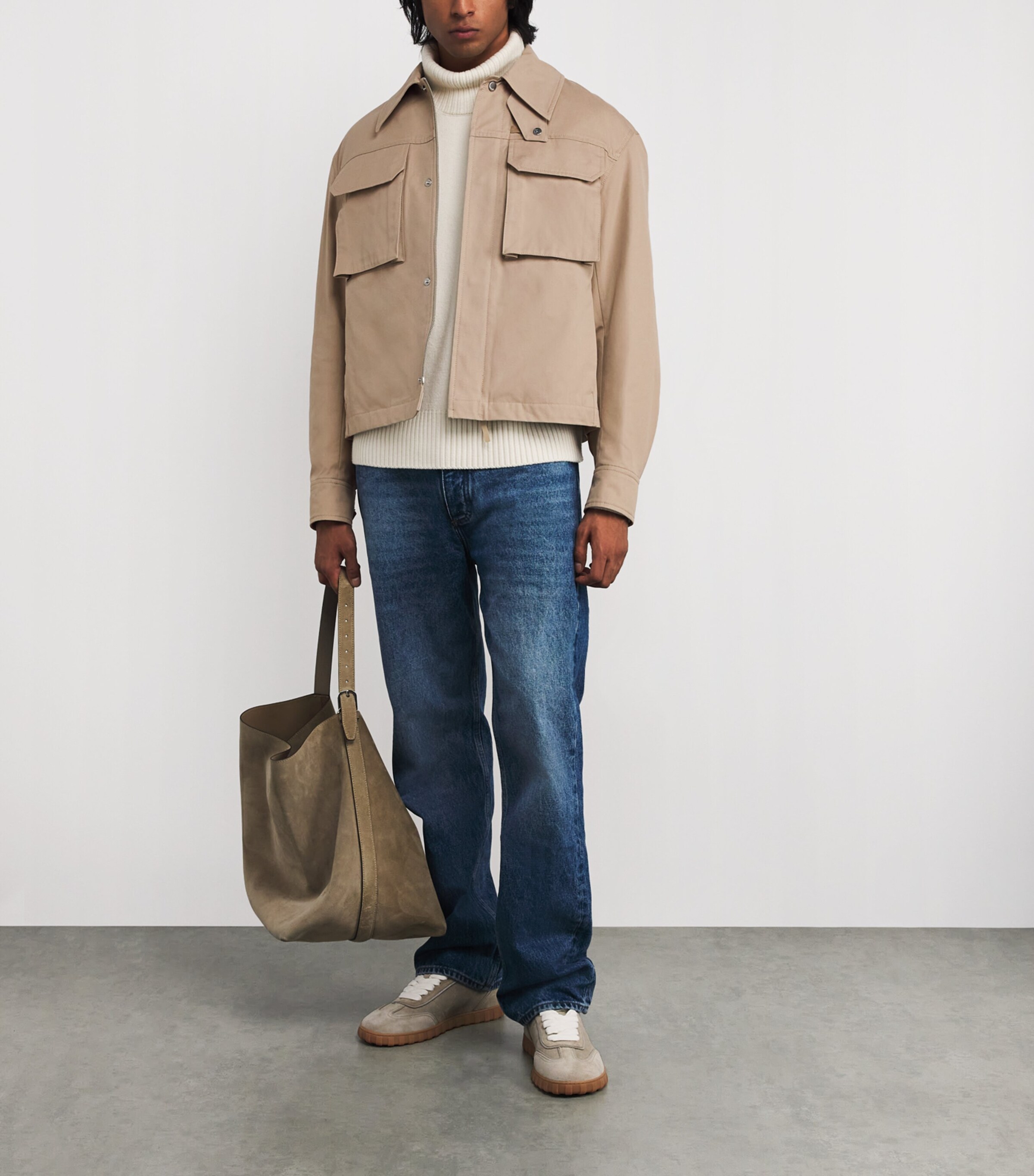 AMI Paris Mens Cotton Gabardine Jacket Cafe Creme Image 2