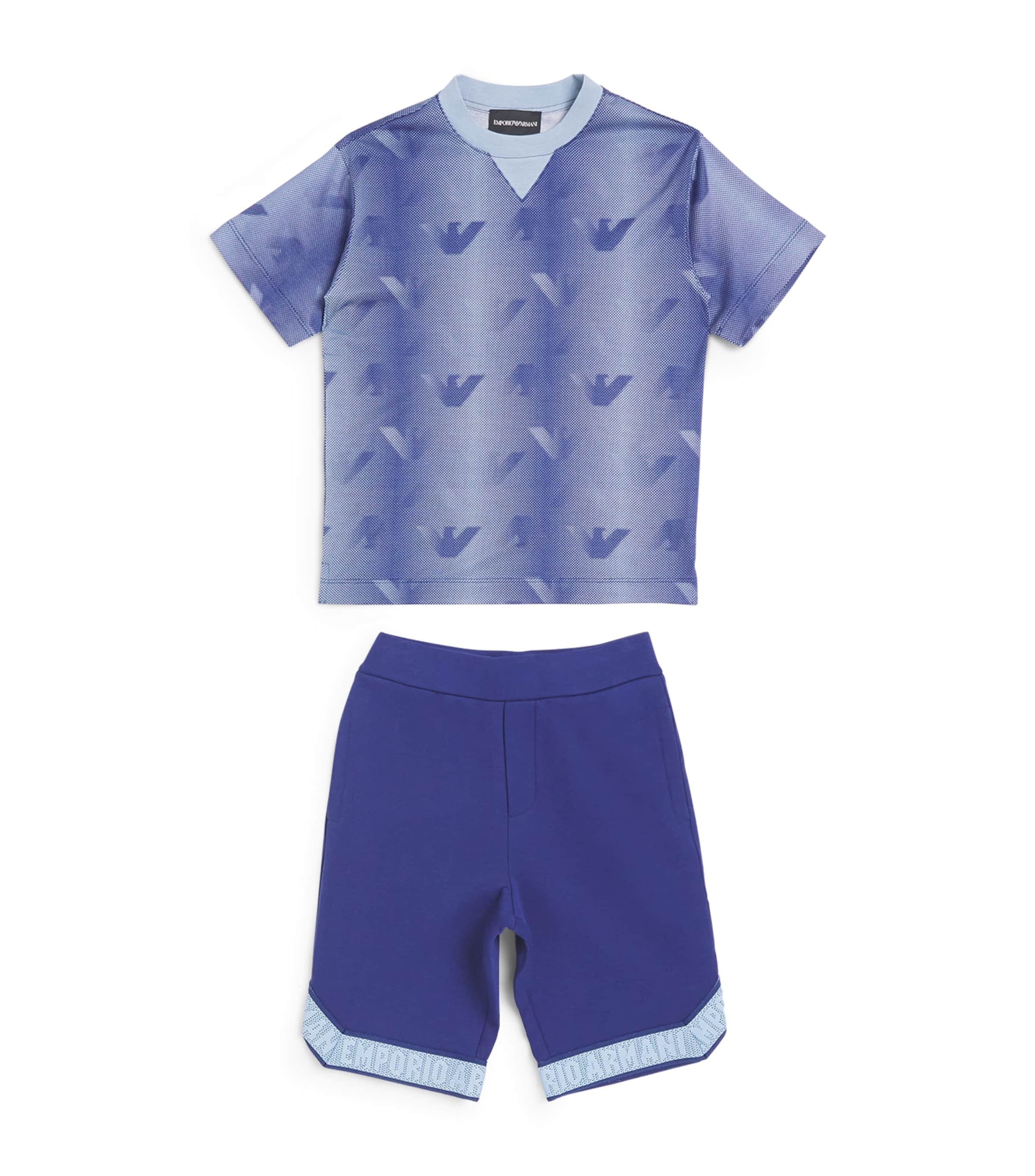 Logo T-Shirt and Shorts Set (4-16 Years) U9360 SOFT CHAMBRAY Image 1
