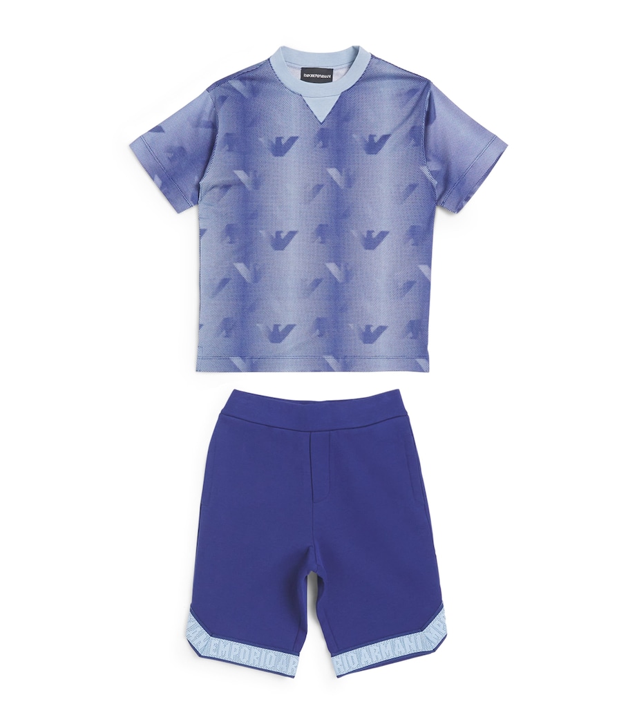 Logo T-Shirt and Shorts Set (4-16 Years) U9360 SOFT CHAMBRAY Image 1