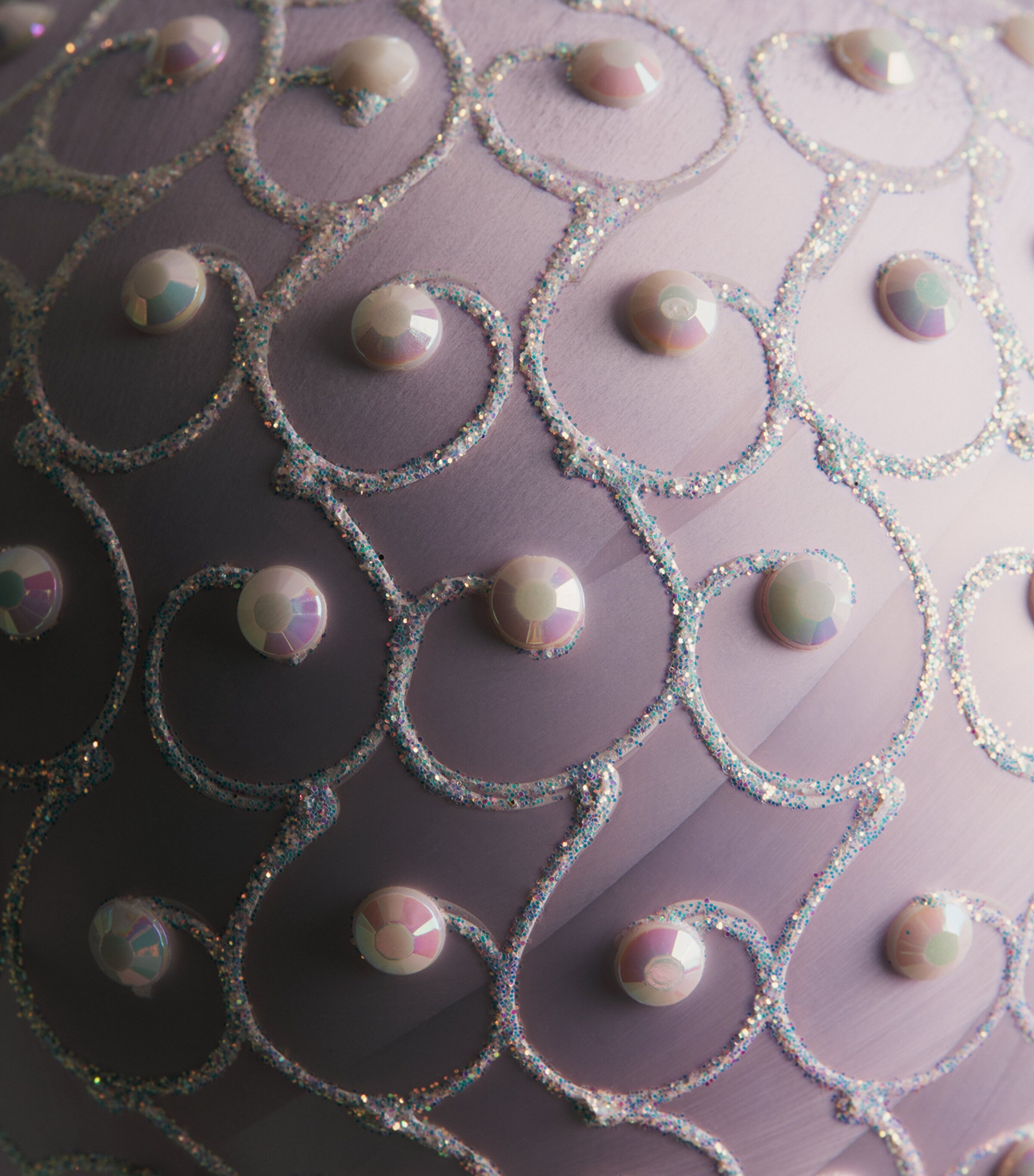 Harrods Faux Pearl and Glitter Swirl Bauble Lvendr Frst Effct Image 2