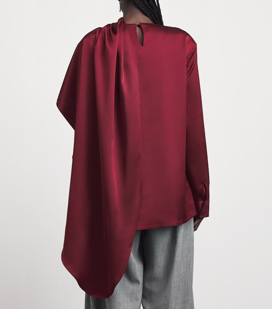 Source Unknown Womens Long-Sleeve Scarf Koa Blouse Bg Image 5