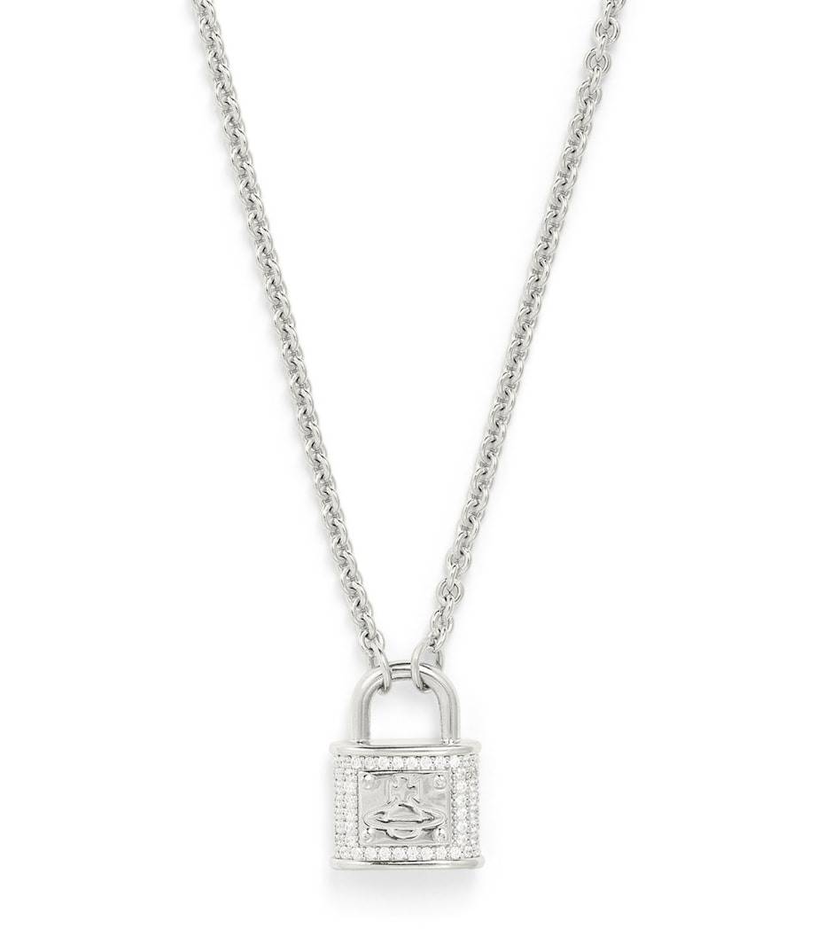 Vivienne Westwood Platinum-Plated Man. Fitzrovia Pendant Necklace Platinum/wht Cz Image 1