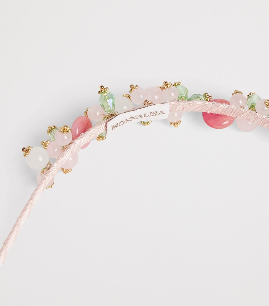 Monnalisa Satin Beaded Headband Antique Pink Image 4