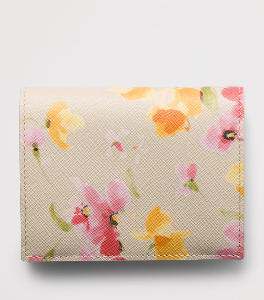 Small Saffiano Leather Floral Bifold Wallet F0507 Image 3