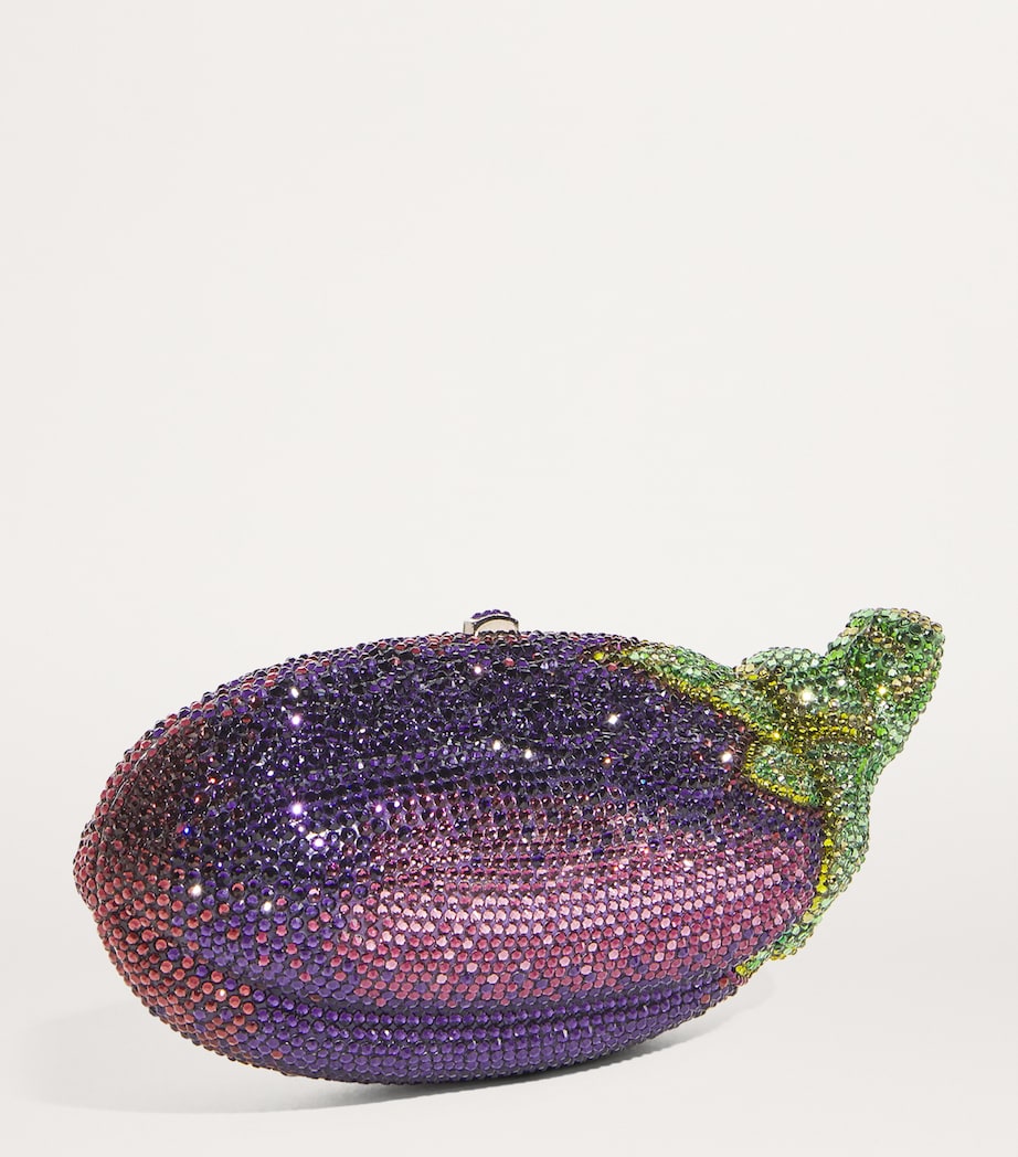 Judith Leiber Embellished Eggplant Clutch Bag Silver Iris Multi Image 3