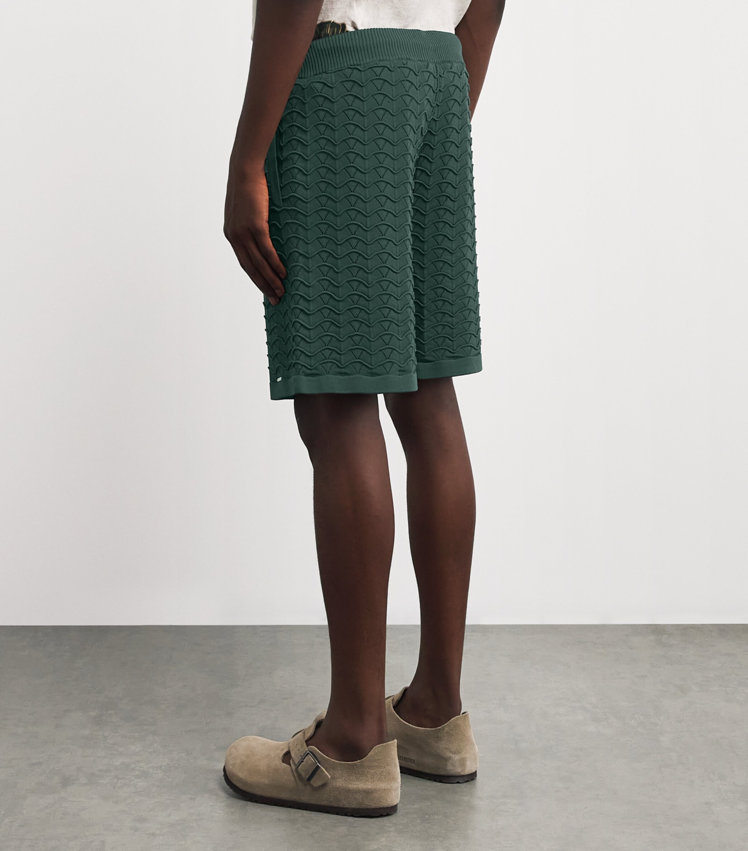 Ripple Knitted Shorts PINE GREEN Image 4