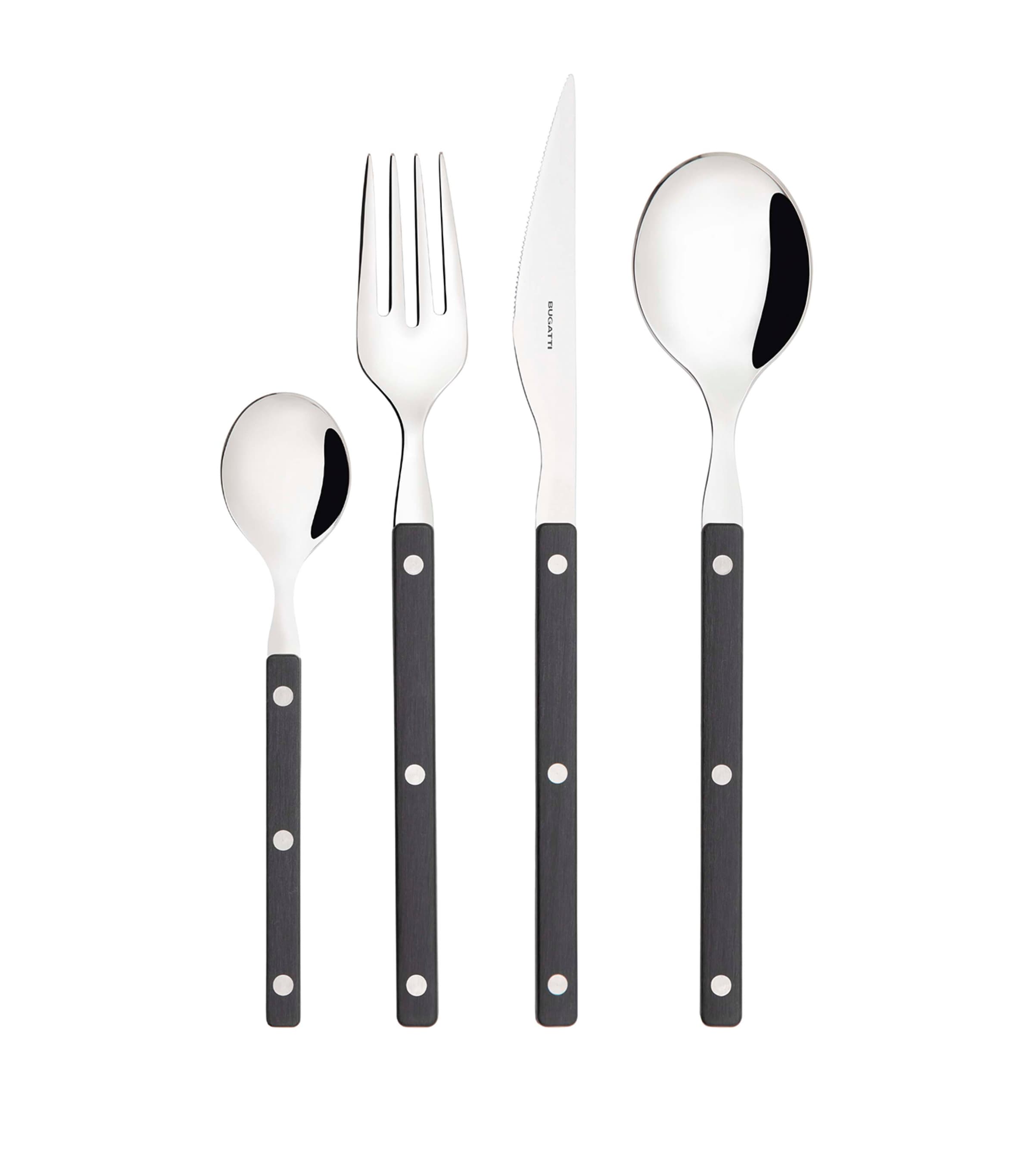 Bugatti Stainless Steel Allegra 24-Piece Cutlery Set Black Image 1