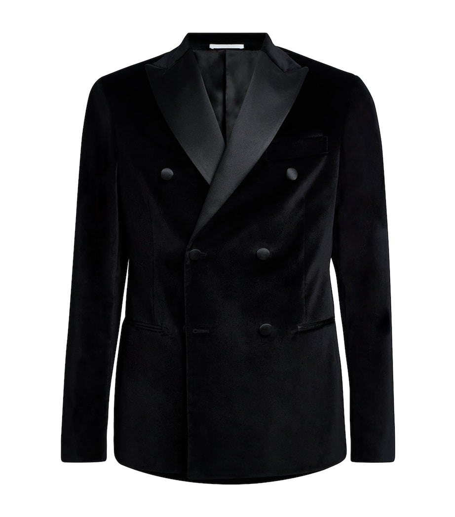 Pal Zileri Mens Stretch-Cotton Double-Breasted Tuxedo Jacket Black Image 1