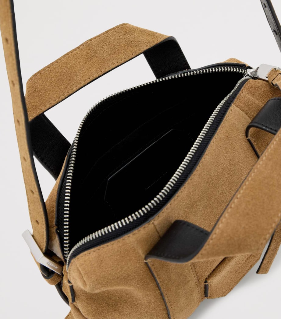AllSaints Suede Ares Cross-Body Bag Biscuit Brown Image 2