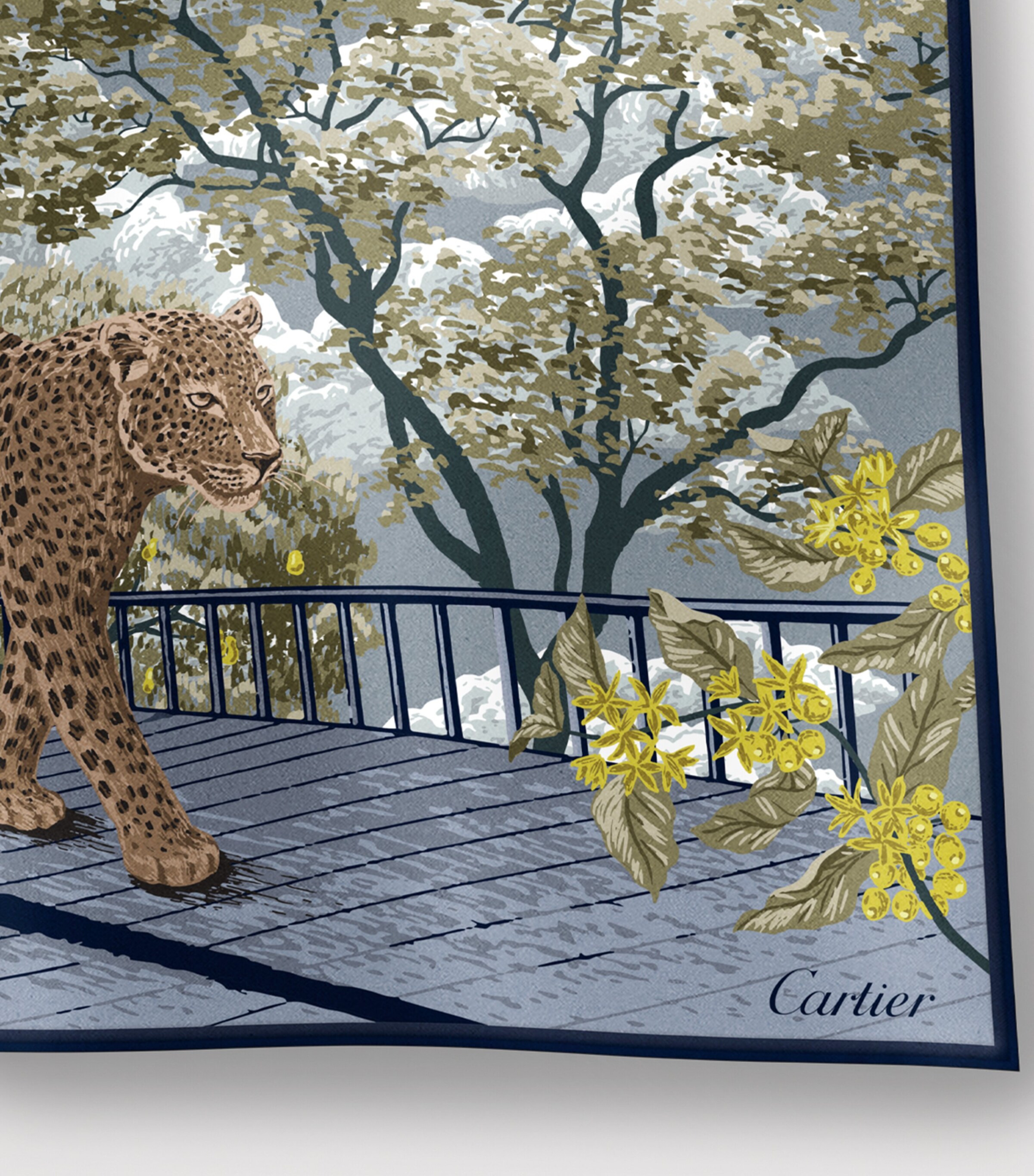 Cartier Silk Santos Aéronaute Double-Sided Scarf Grey Image 6