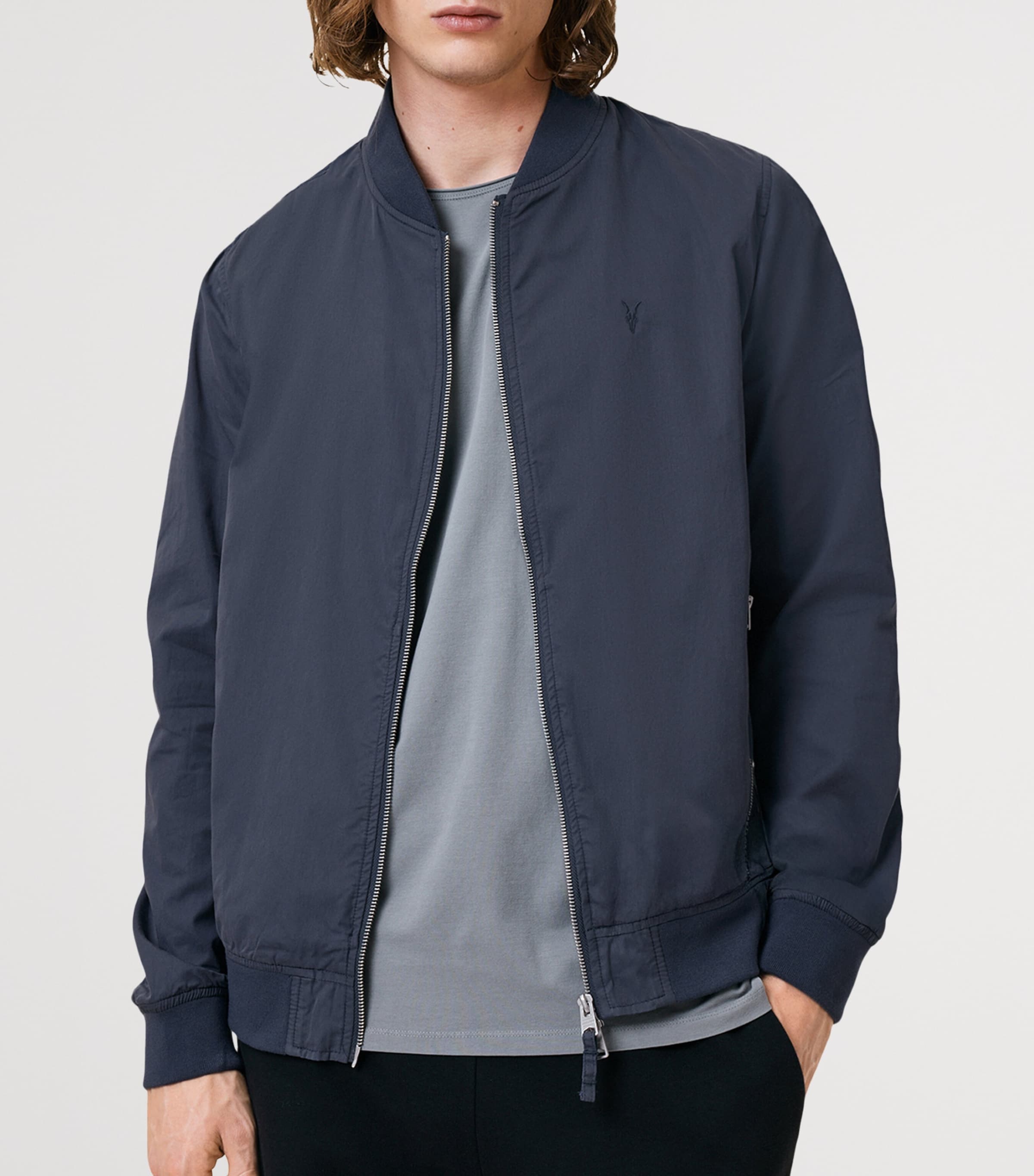 AllSaints Mens Bassett Bomber Jacket Command Blue Image 3