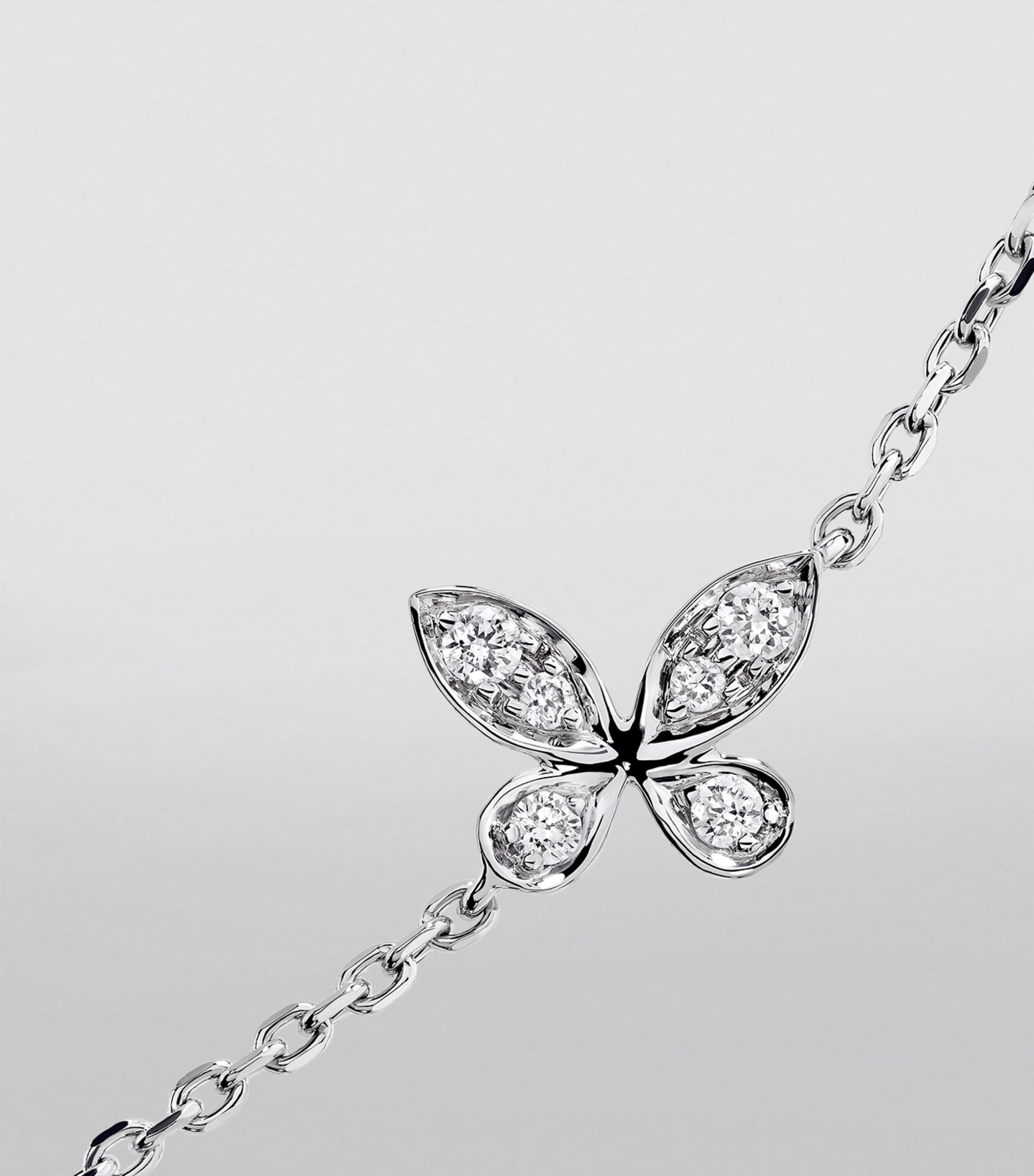 Small White Gold and Diamond Butterfly Bracelet WHITE GOLD Image 3