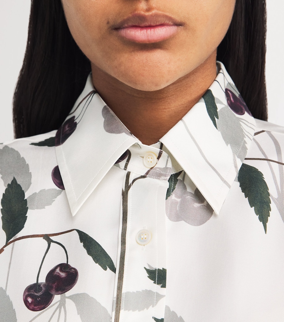 Silk High Summer Cherry Print Shirt 9200 CREAM Image 6