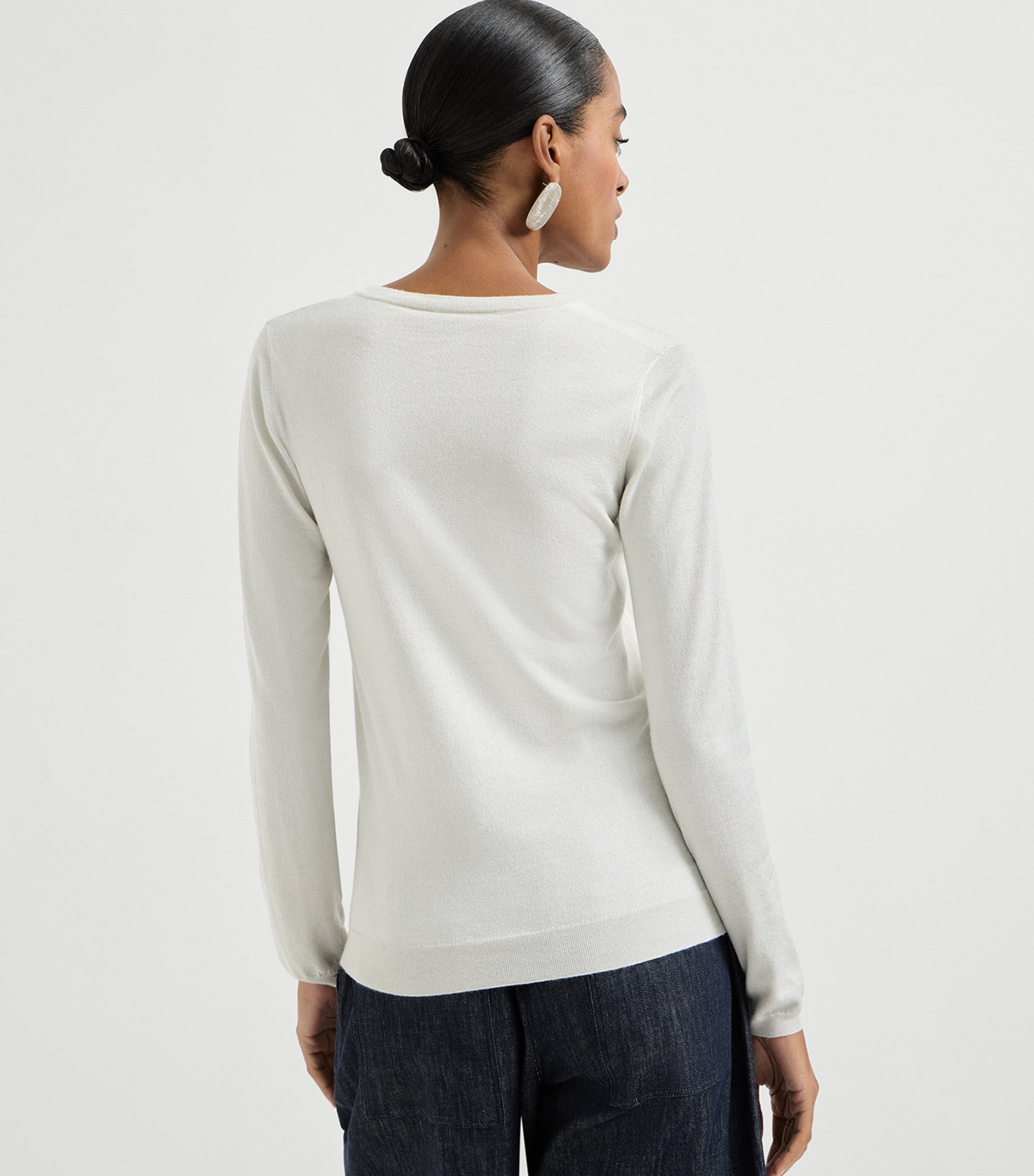 Brunello Cucinelli Womens Cashmere-Silk-Blend V-Neck Sweater Image 5