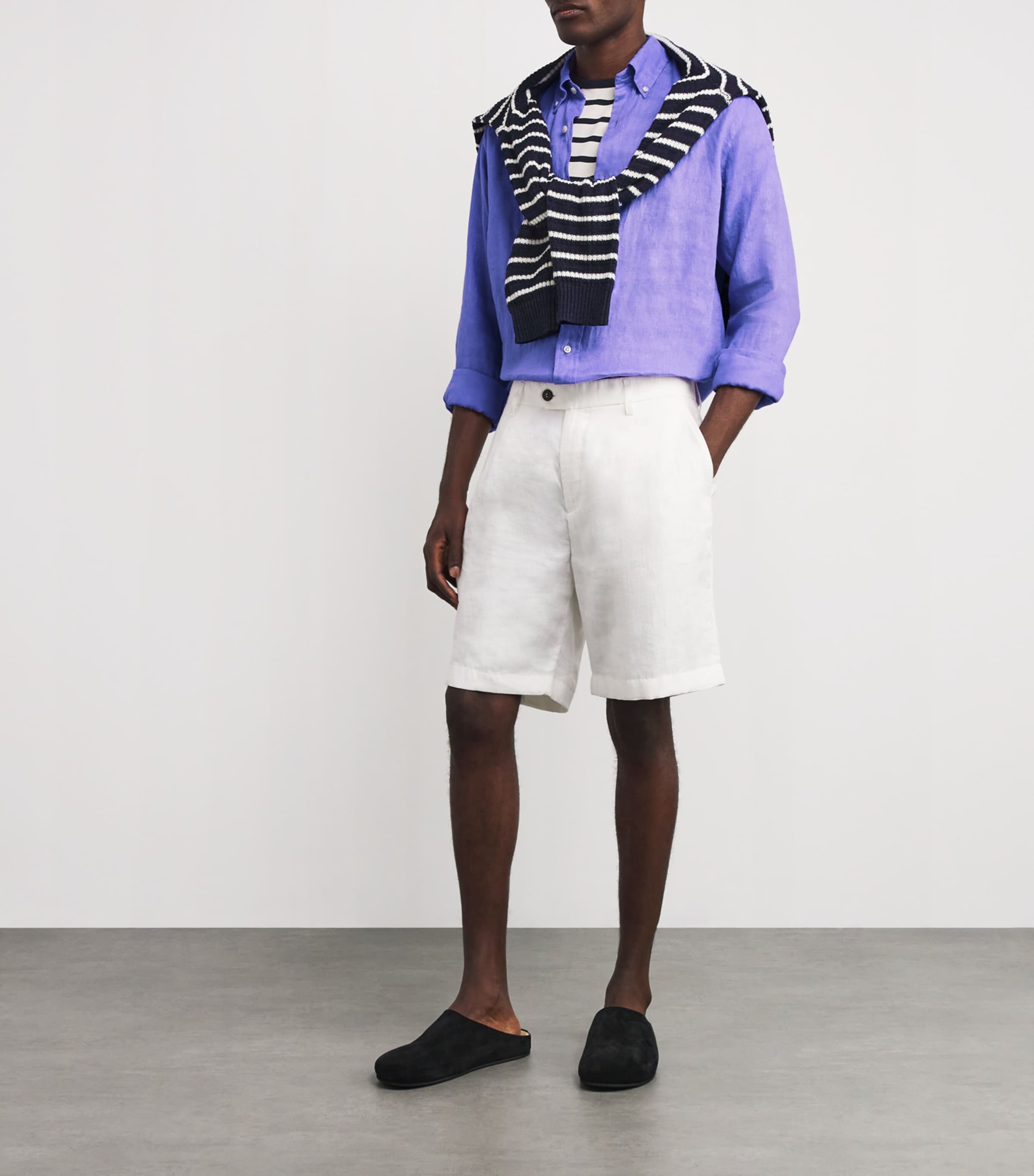 Linen Custom Fit Shirt PURPLE Image 2