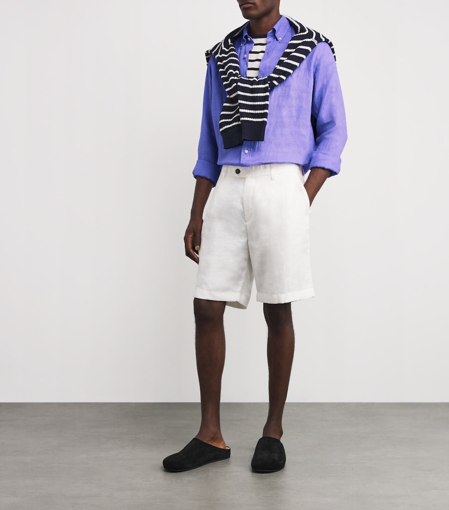 Linen Custom Fit Shirt PURPLE Image 2