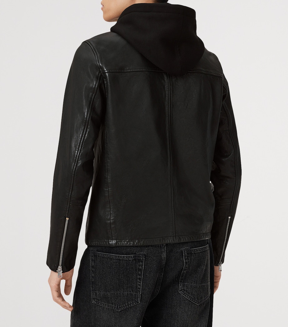 Hooded Ashton Leather Jacket BLACK Image 3