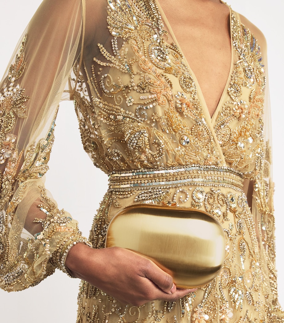 Oval Elina Clutch Bag SATIN GOLD Image 2