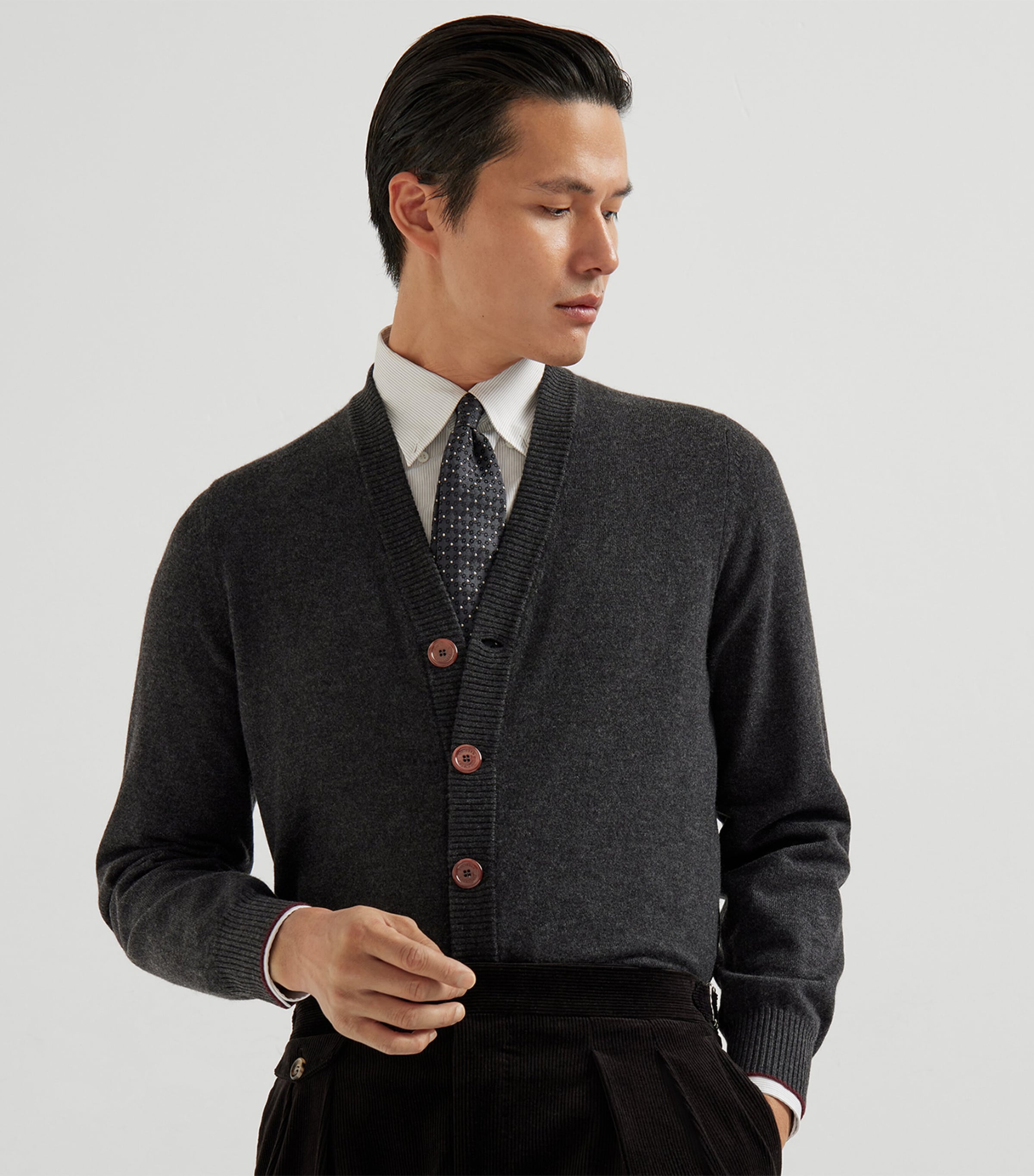 Cashmere Rib-Knit Cardigan CYO27 Image 2