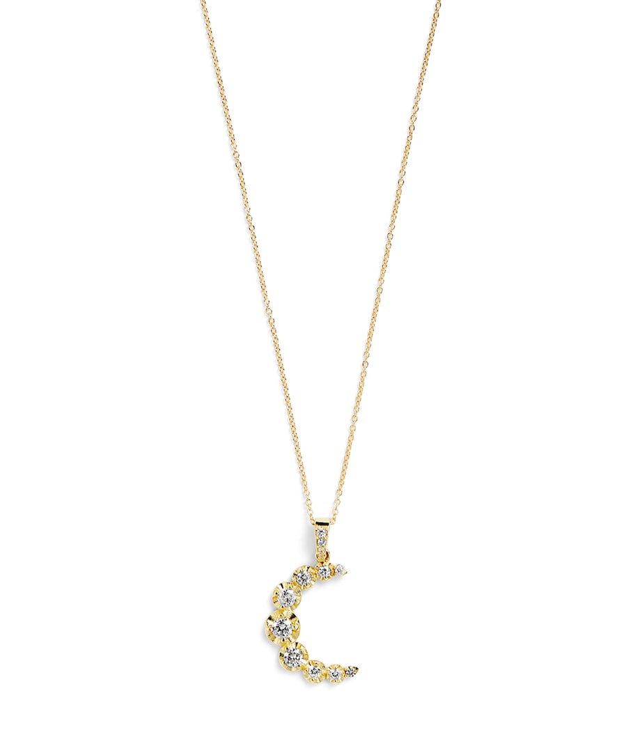 Yellow Gold and Diamond Moon Necklace YELLOW GOLD Image 1